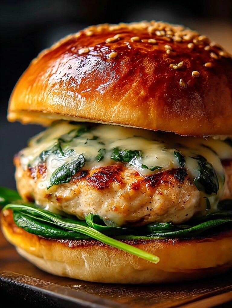 White Cheddar Spinach Chicken Burgers Recipe