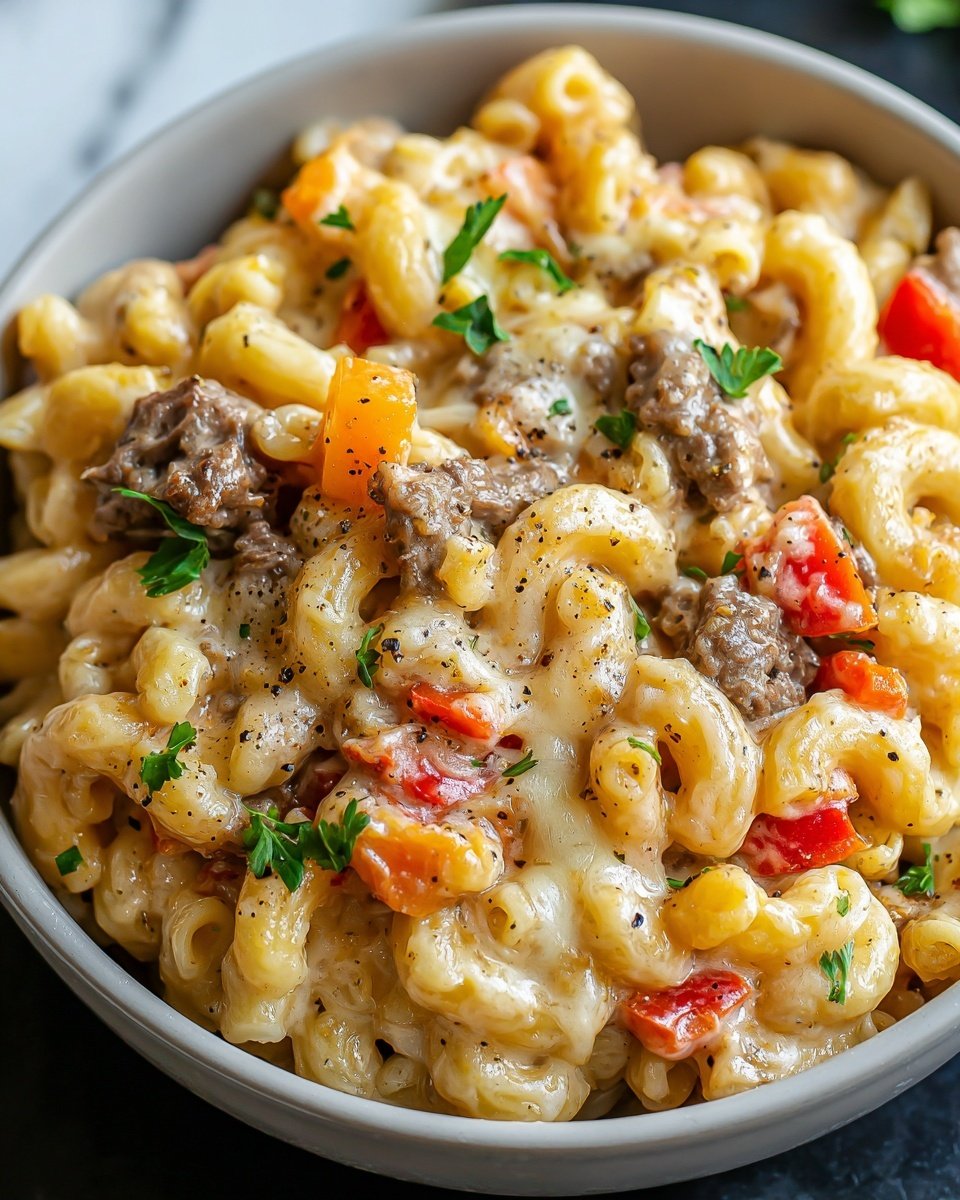 Philly Cheesesteak Mac & Cheese Recipe - Recipe Image