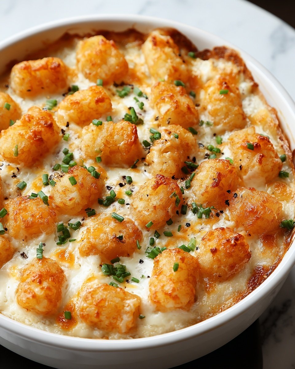 Chicken Alfredo Tater Tot Casserole Recipe - Recipe Image