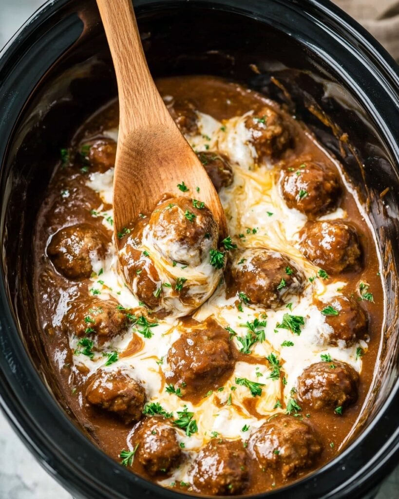 Crock Pot French Onion Meatballs Recipe