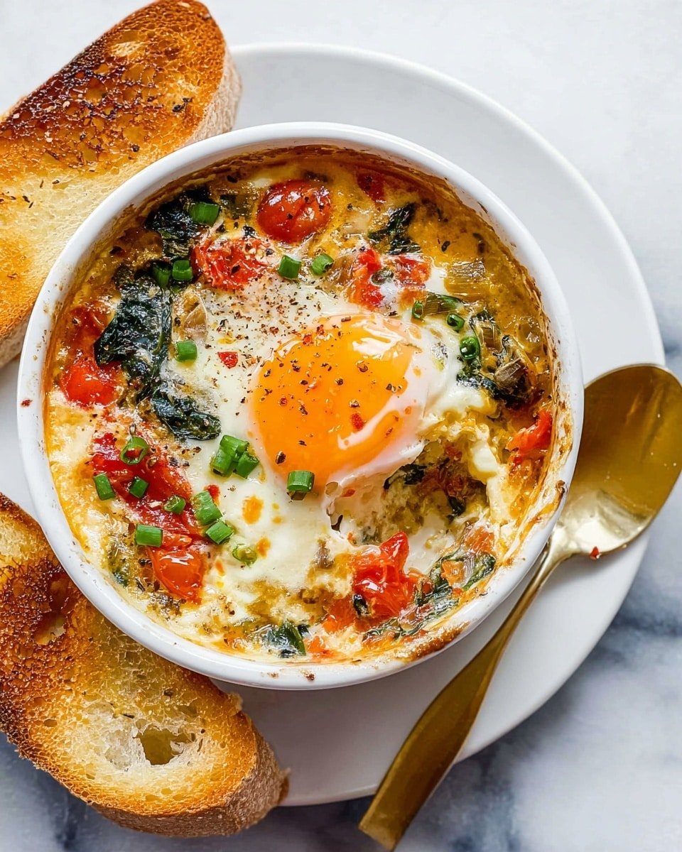 Baked Feta Eggs with Cherry Tomatoes and Spinach Recipe