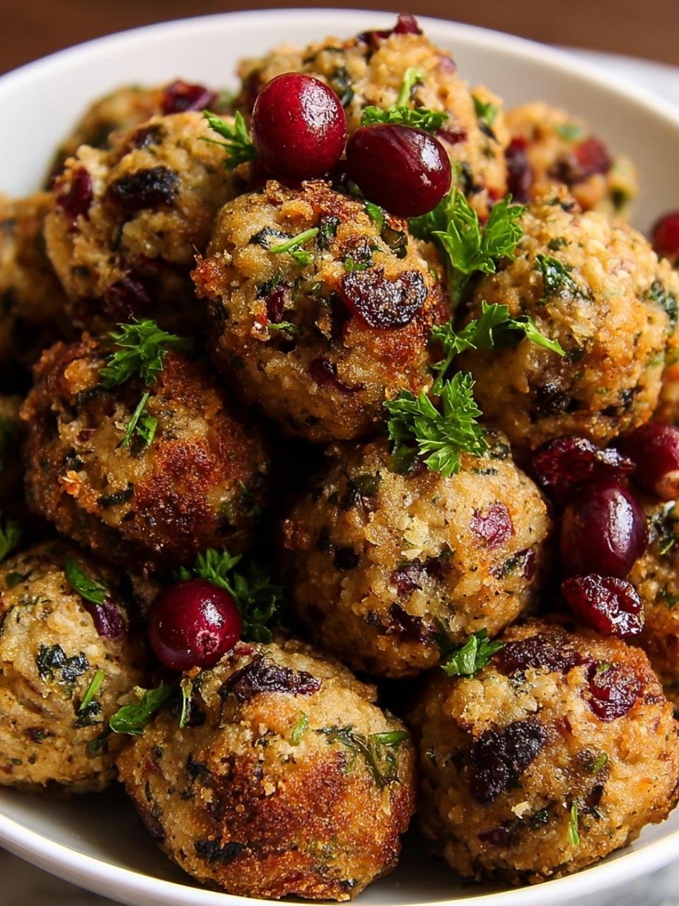 Cranberry Turkey Stuffing Balls Recipe - Recipe Image